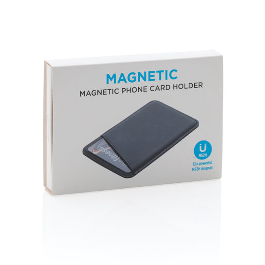 Magnetic phone card holder from XD Collection attached to a smartphone, designed for easy access to cards and IDs.