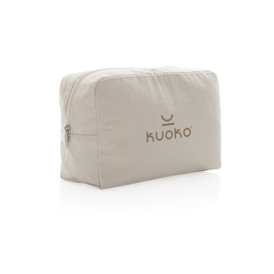 Impact Aware™ 285 gsm undyed canvas toiletry bag from XD Collection, showing durable, eco-friendly travel bag with zipper closure.
