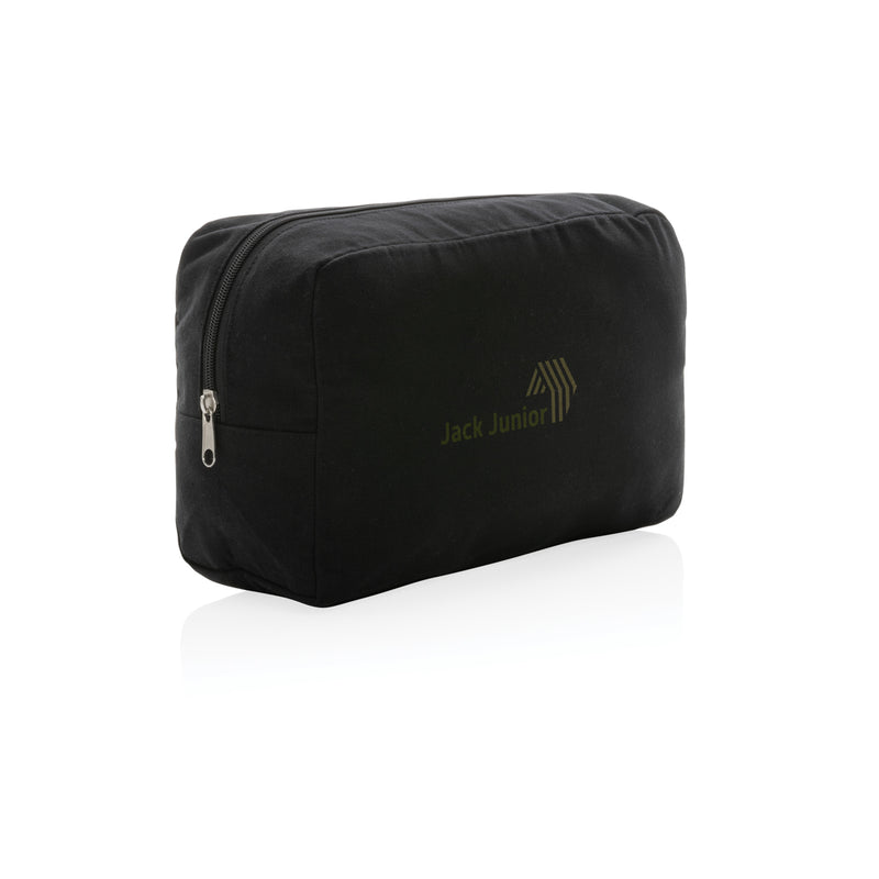 Load image into Gallery viewer, Undyed Impact Aware™ 285 gsm RCanvas toiletry bag from XD Collection, showcasing durable, eco-friendly travel bag with zipper closure.
