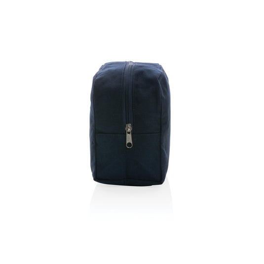 Undyed Impact Aware™ 285 gsm rCanvas toiletry bag from XD Collection, showing a durable, natural fabric bag with zipper closure.