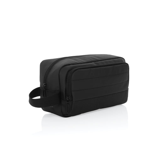 XD Xclusive Armond AWARE™ RPET toiletry bag for travel, featuring a compact design with zipper closure and eco-friendly material.