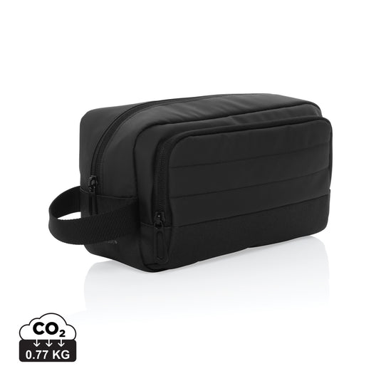 XD Xclusive Armond AWARE™ RPET toiletry bag with zipper closure, compact travel bag made from recycled materials.