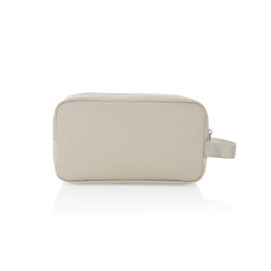 XD Xclusive Armond AWARE™ RPET toiletry bag with zipper closure, compact travel bag made from eco-friendly recycled materials.