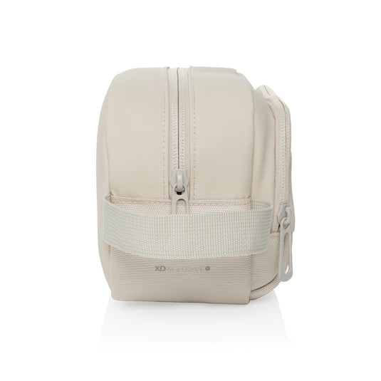 XD Xclusive Armond AWARE™ RPET toiletry bag with zipper closure, featuring a compact design for travel storage and organization.