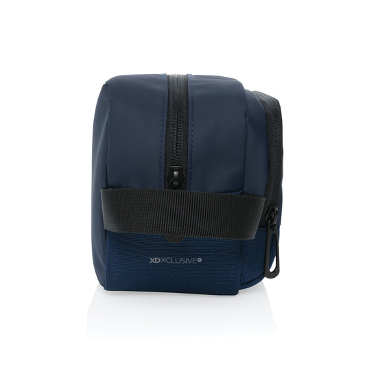 XD Xclusive Armond AWARE™ RPET toiletry bag in eco-friendly fabric with zip closure and compact design for travel organization.