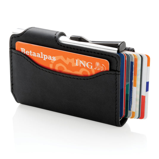Standard aluminium RFID cardholder with PU wallet from XD Collection, featuring compact design and multiple card slots.
