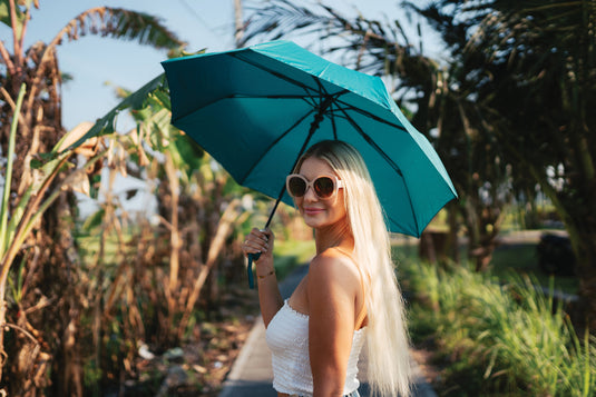 21" Impact AWARE™ 190T mini auto open umbrella - Custom Wood Designs