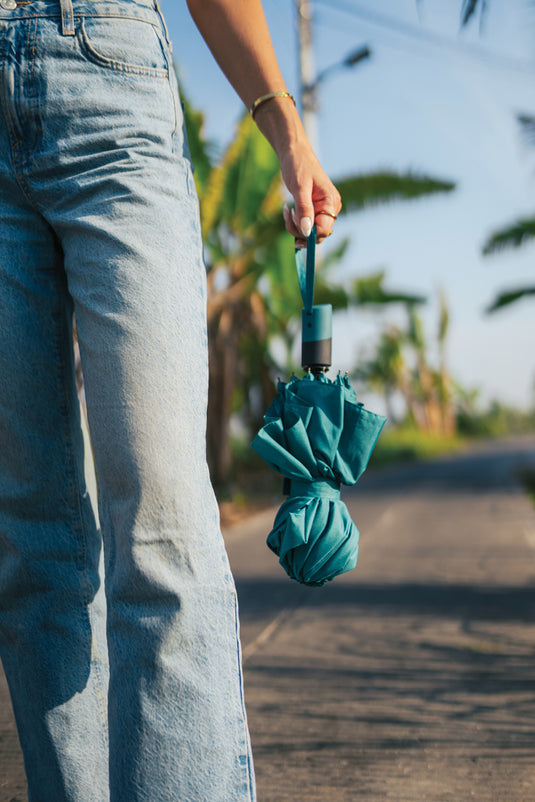 21" Impact AWARE™ 190T mini auto open umbrella - Custom Wood Designs