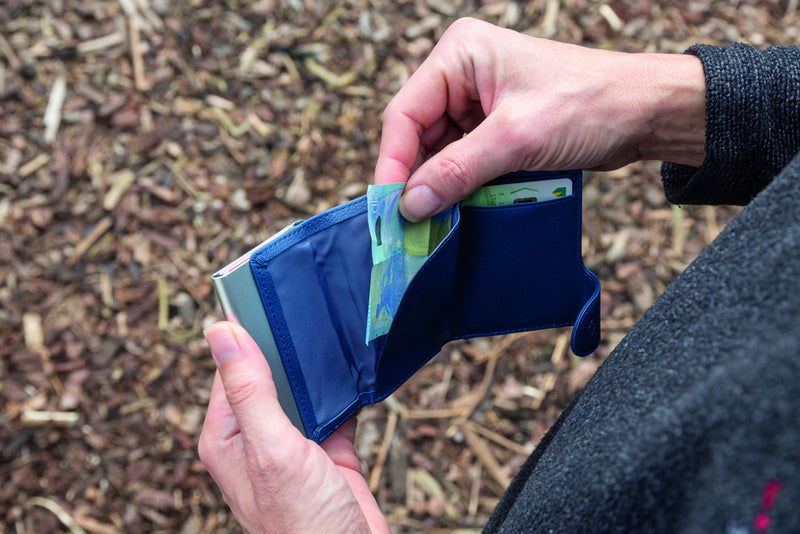 Load image into Gallery viewer, C-Secure RFID card holder and wallet in black with multiple card slots, designed for secure travel and everyday use.
