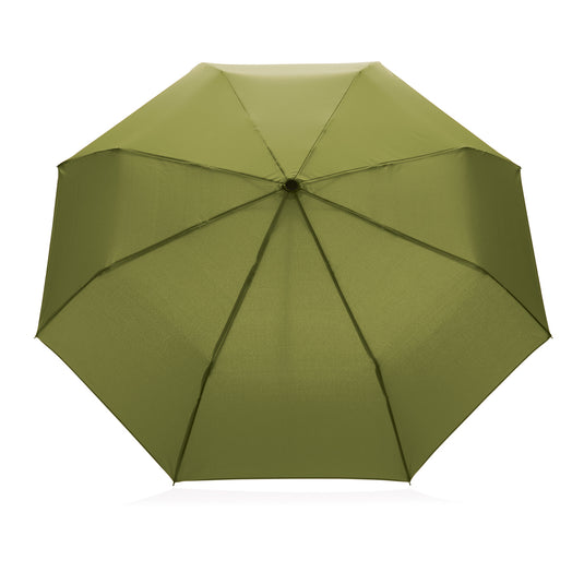 20.5" Impact AWARE™ RPET 190T Pongee bamboo mini umbrella - Custom Wood Designs