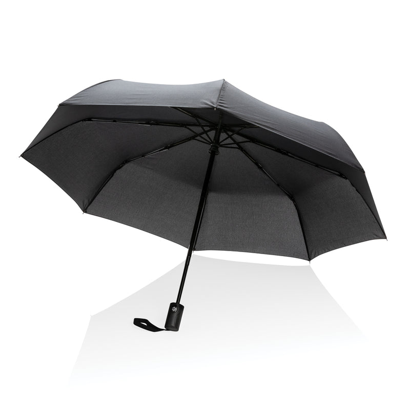 Load image into Gallery viewer, 21-inch Impact AWARE™ RPET auto open/close umbrella by XD Collection, with waterproof fabric and automatic opening mechanism.
