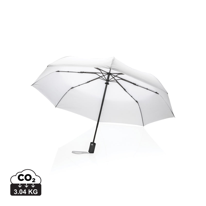 Load image into Gallery viewer, XD Collection 21-inch Impact AWARE™ RPET auto open/close umbrella open, showcasing durable 190T fabric and compact design.
