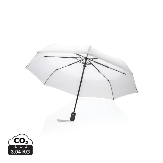 XD Collection 21-inch Impact AWARE™ RPET auto open/close umbrella open, showcasing durable 190T fabric and compact design.