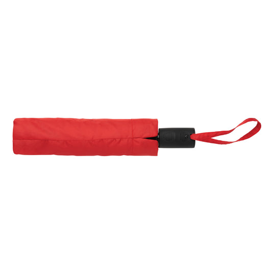 21-inch Impact AWARE™ RPET auto open/close umbrella by XD Collection, featuring a compact, eco-friendly design with a sturdy canopy.