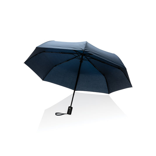 XD Collection 21-inch Impact AWARE™ RPET auto open/close umbrella open, showing durable 190T fabric and compact design.