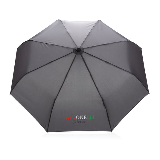XD Collection 21-inch Impact AWARE™ RPET bamboo auto open/close umbrella with durable 190T fabric and eco-friendly design.