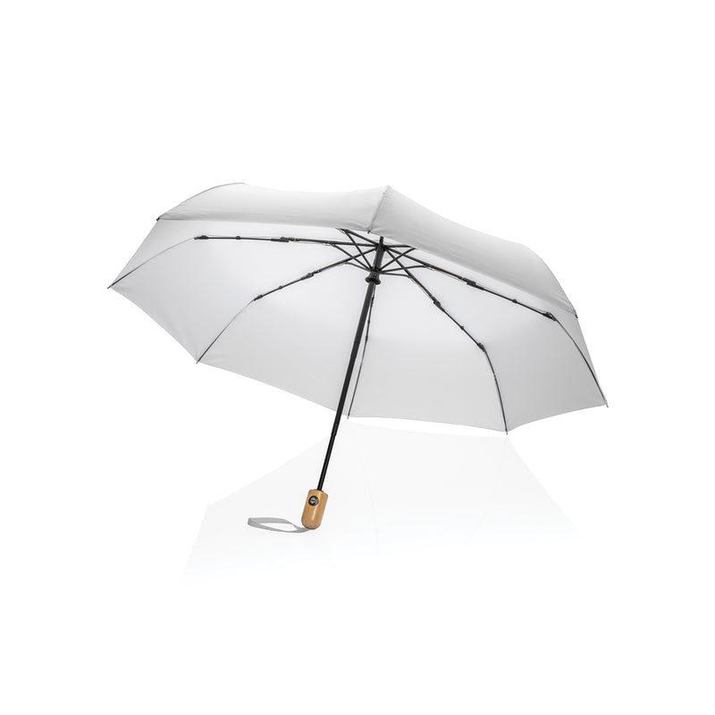 Load image into Gallery viewer, XD Collection 21-inch Impact AWARE™ RPET bamboo auto open/close umbrella with 190T canopy, eco-friendly and durable.
