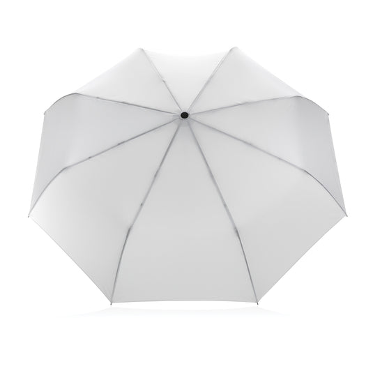 21-inch Impact AWARE™ RPET bamboo auto open/close umbrella by XD Collection, with eco-friendly bamboo handle and durable 190T polyester canopy