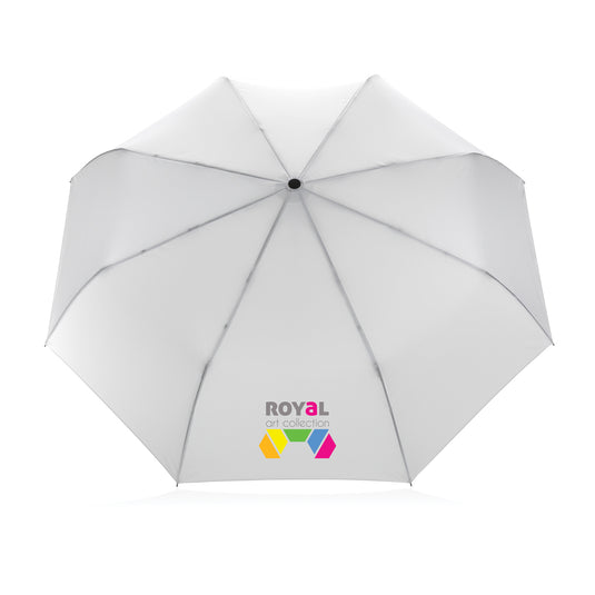 21-inch Impact AWARE™ RPET bamboo auto open/close umbrella by XD Collection, featuring a sturdy canopy and bamboo handle.