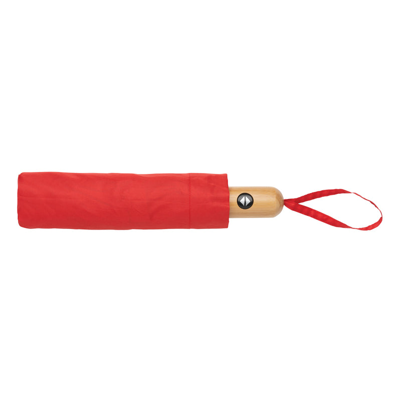 Load image into Gallery viewer, XD Collection 21-inch Impact AWARE™ RPET bamboo auto open/close umbrella with 190T canopy, eco-friendly and stylish.
