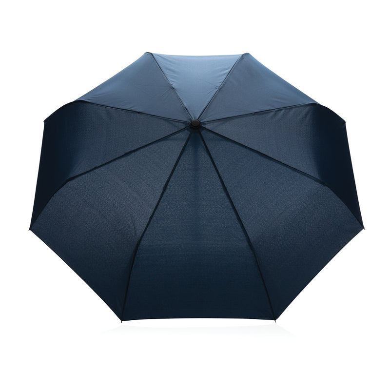 Load image into Gallery viewer, 21-inch Impact AWARE™ RPET bamboo auto open/close umbrella by XD Collection, featuring eco-friendly design and bamboo handle.
