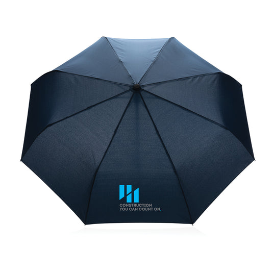 21-inch Impact AWARE™ RPET bamboo auto open/close umbrella by XD Collection, featuring a sleek design and eco-friendly bamboo handle.