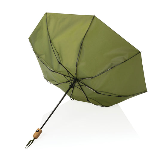 21-inch Impact AWARE™ RPET bamboo auto open/close umbrella by XD Collection, featuring eco-friendly design and sturdy construction.