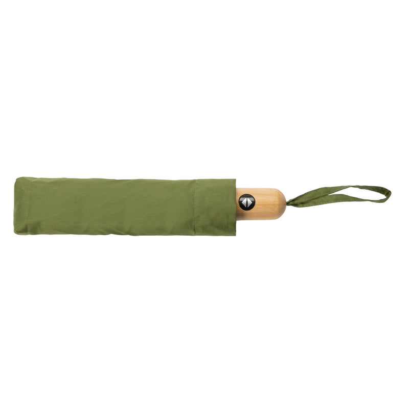 Load image into Gallery viewer, XD Collection 21-inch Impact AWARE™ RPET bamboo auto open/close umbrella with 190T canopy, eco-friendly and stylish rain protection.
