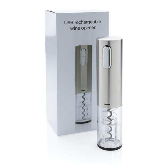 XD Collection electric wine opener, USB rechargeable, sleek black design, ready for effortless wine opening at home.
