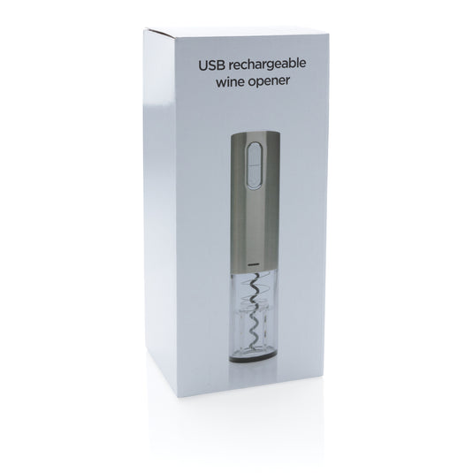 XD Collection electric wine opener, USB rechargeable, sleek black design for effortless cork removal in home and living settings.