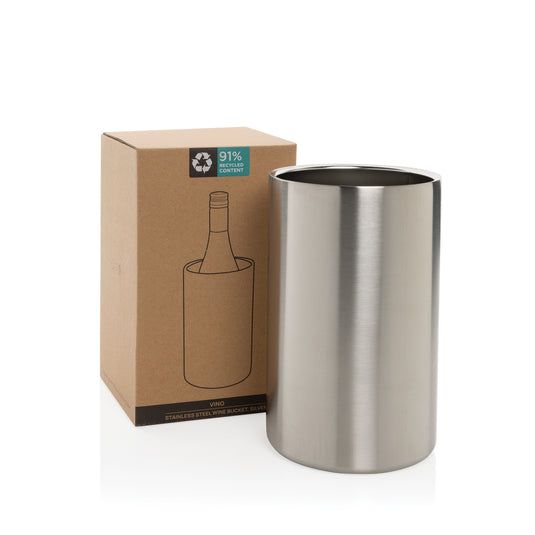Vino RCS certified recycled stainless steel wine bucket - Custom Wood Designs