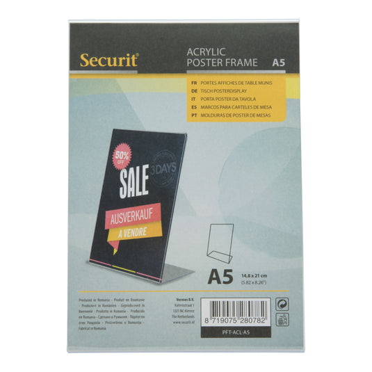 Securit Posterframes - Acrylic - Transparent 21,2x15x7,7cm - Pack of 6