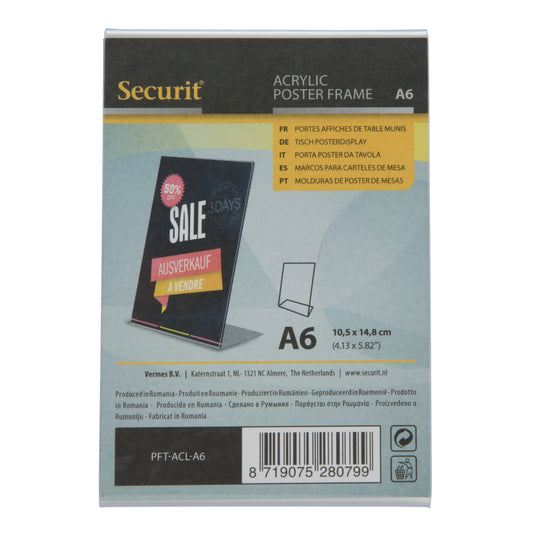 Securit Posterframes - Acrylic - Transparent 15,2x10,5x5cm - Pack of 6