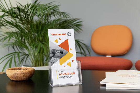 Securit Brochure Holder - Transparent 11x18x6,5 - Pack of 14 - in use