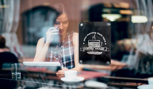 Securit Posterframes - Chalkboard Window - Black 36x27x0,3cm - Pack of 6 - in use