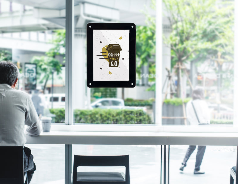Load image into Gallery viewer, Securit Posterframes - Window - Black 52,3x39,8x0,2cm - Pack of 6 - in use
