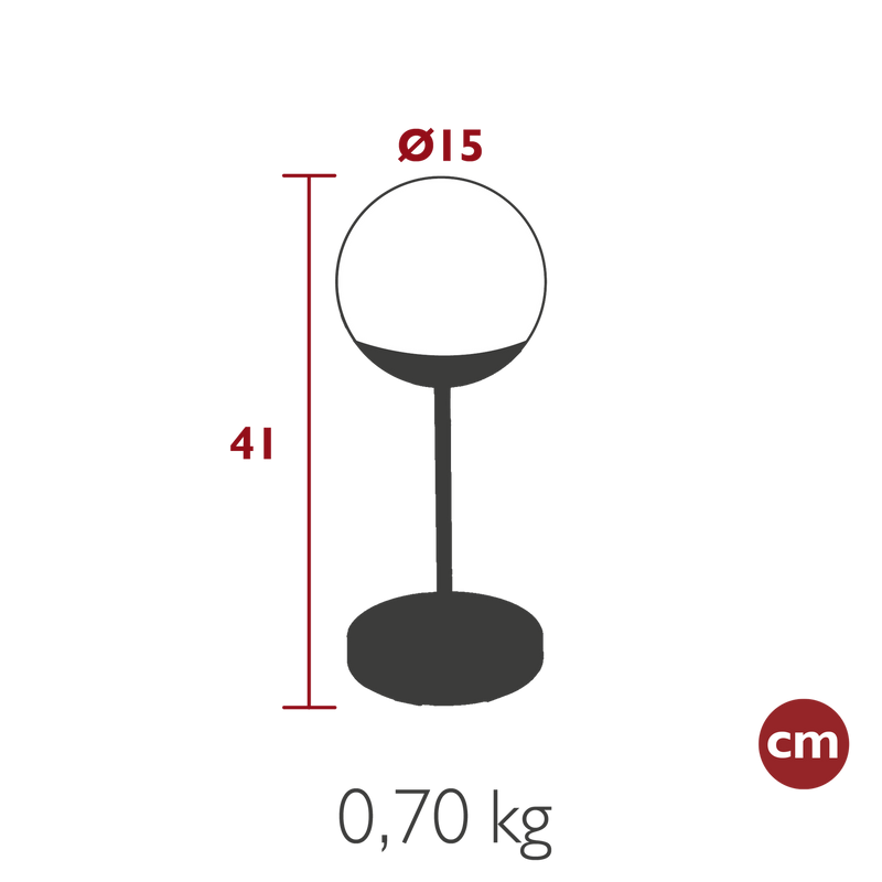 Load image into Gallery viewer, Fermob Mooon! Wireless Table Lamp H.41 cm – dimensions
