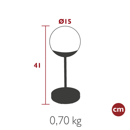 Fermob Mooon! Wireless Table Lamp H.41 cm – dimensions
