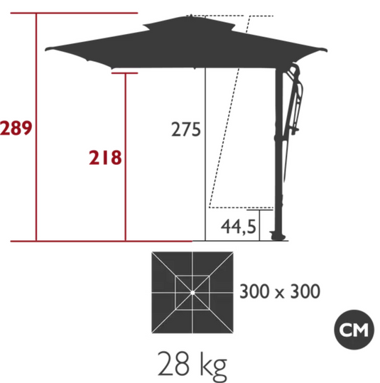 Pagoda 300 x 300cm Cantilever Parasol SET