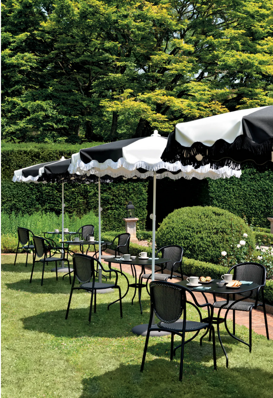 Aluminium Parasol Ø250cm Wave Finish with Fringe SET