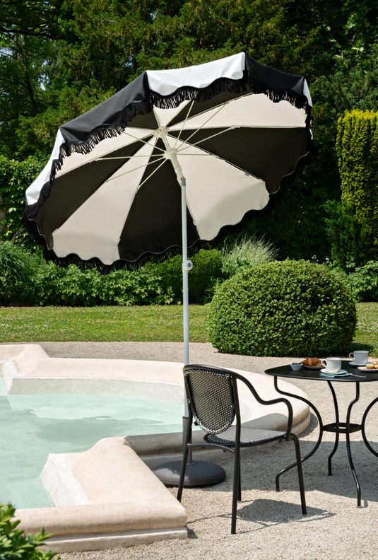 Aluminium Parasol Ø250cm Wave Finish with Fringe SET
