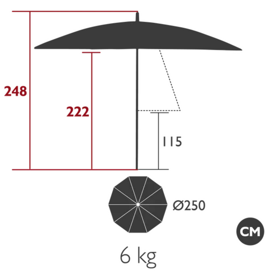 Aluminium Parasol Ø250cm Wave Finish with Fringe SET