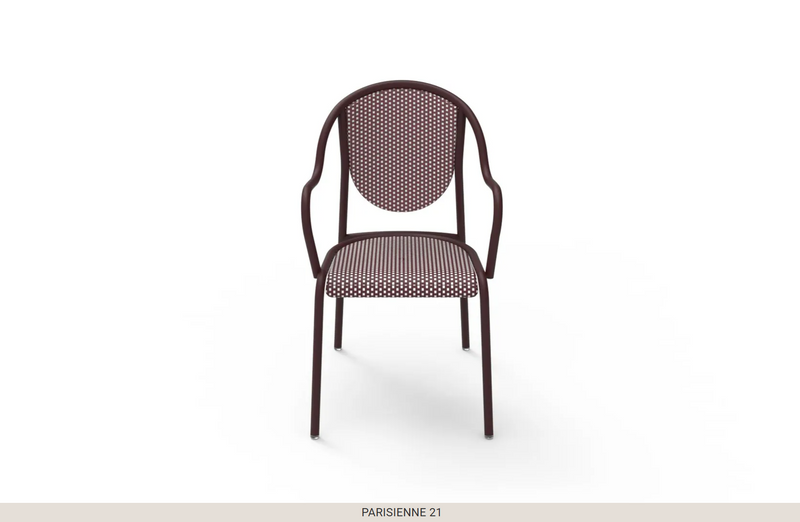 Load image into Gallery viewer, Fermob Parisienne 21 steel bistro outdoor chair with a classic metal design and curved backrest, suitable for patio or garden use.
