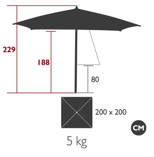 PAXI Parasol 200 x 200cm with Base SET