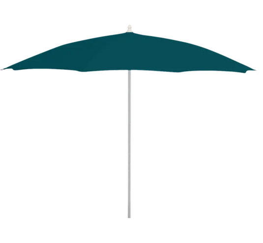Green Fermob aluminium parasol with 250cm diameter, ideal for outdoor terraces and commercial outdoor spaces.