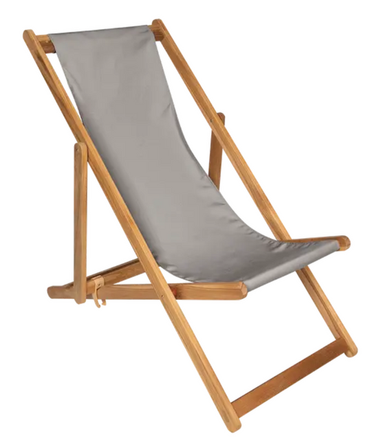 Fermob IBIZA teak deck chair with a sleek design, featuring woven teak slats and a sturdy frame for outdoor lounging.