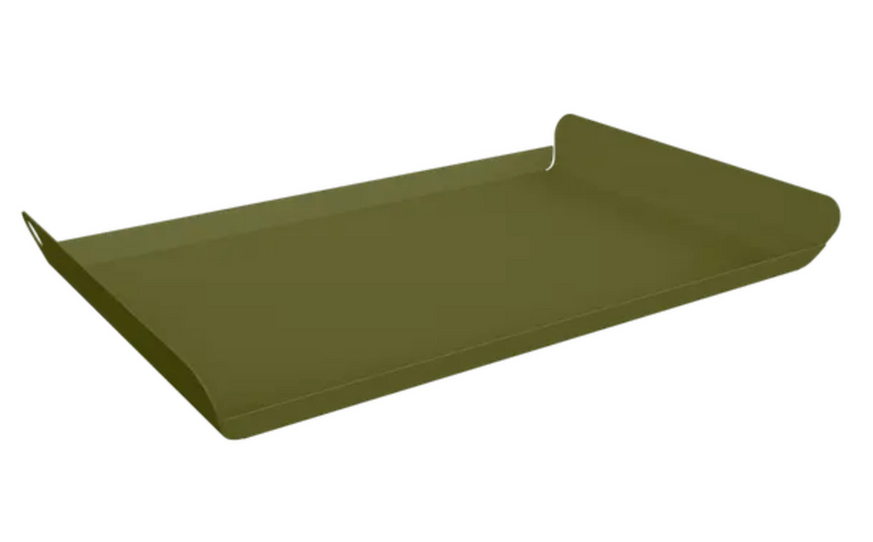 Load image into Gallery viewer, Fermob ALTO metal tray in pesto green, 36x23 cm, outdoor furniture accessory with a stylish, durable design.
