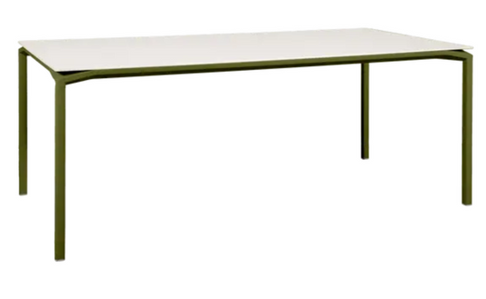 Fermob CALVI AERIS mineral dining table, 195x95 cm, eight-seater with sleek tabletop, perfect for modern dining spaces.