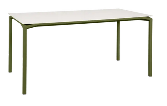 Fermob CALVI AERIS mineral dining table, 160 x 80 cm, six-seater with sleek modern design and stone-like surface.