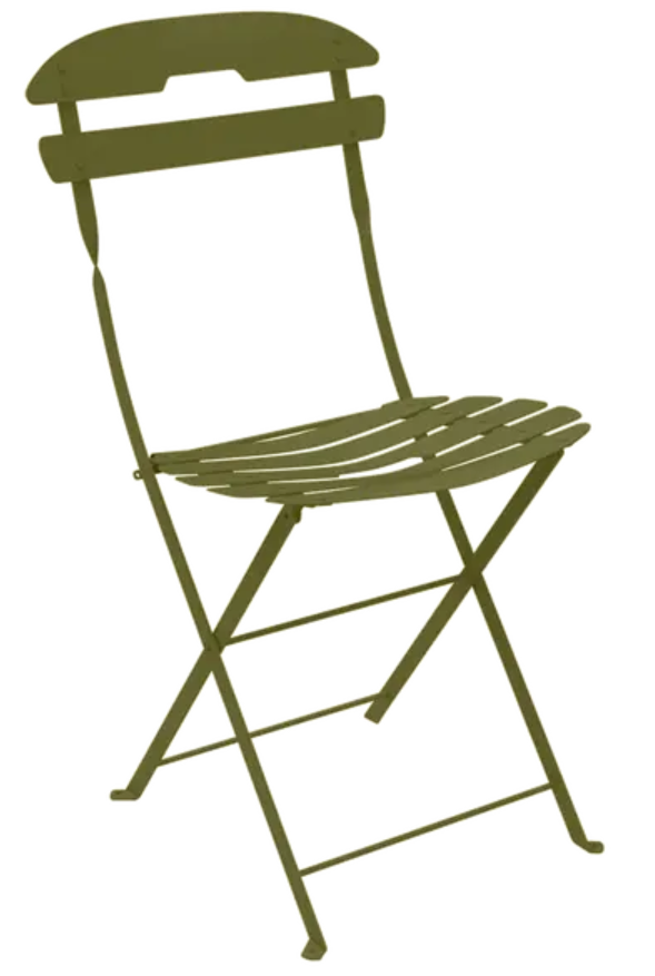 Load image into Gallery viewer, Fermob La Môme Pesto folding chair with a sleek, foldable design ideal for patio or outdoor seating.

